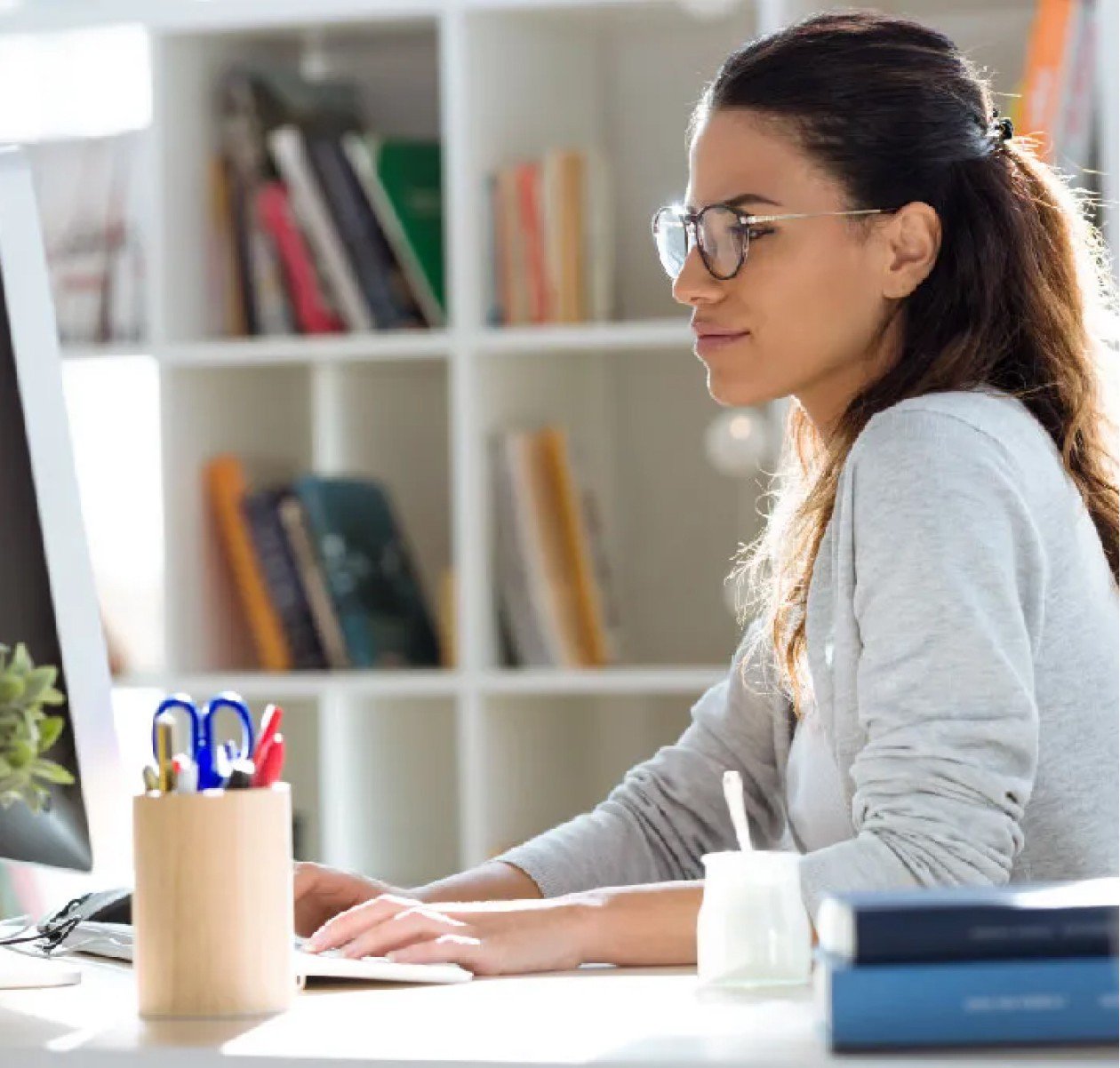 woman working at desk
